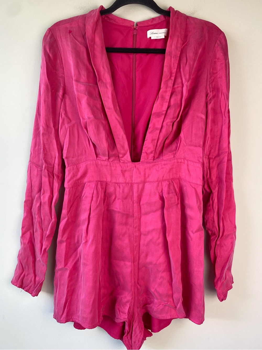 Lovers & Friends Womens Tosh Romper S Hot Pink Plunging Neck Cocktail Party